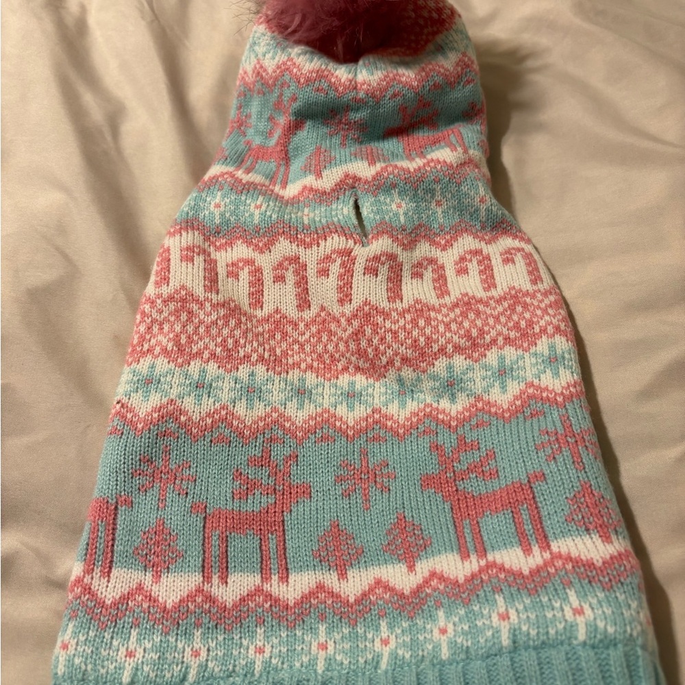 Cynthia Rowley Pink and Blue Dog Sweater size small